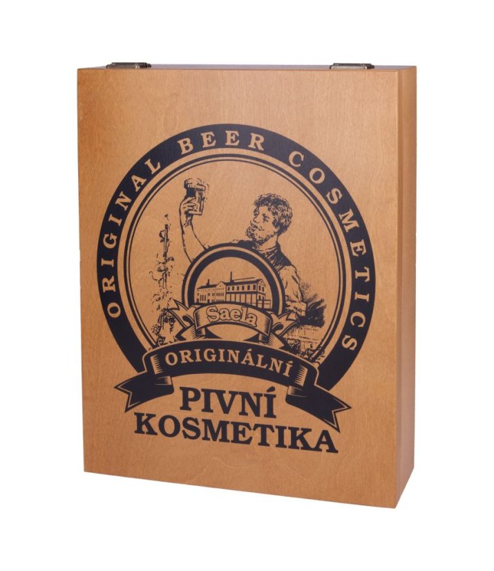 Originální pivní dárková sada – ručně vyrobená dřevěná kazeta